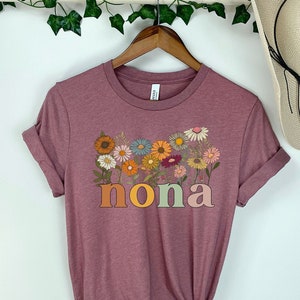 Shirts for Nona Personalized Nona To Be Shirt Nona Wildflower TShirt for Grandma Floral T Shirt Crewneck New Custom Grandma Established Tee