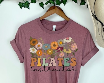 Pilates Instructor Floral T-Shirt: Retro Workout Tee