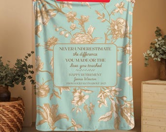 Personalized Retirement Blanket: Floral Fleece Throw, Custom Keepsake