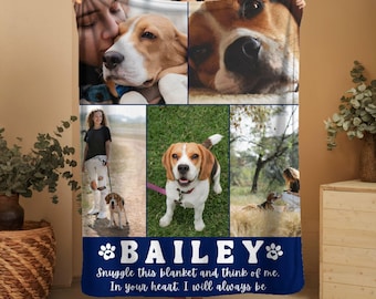 Custom Pet Photo Memorial Blanket: Dog Cat Remembrance Gift