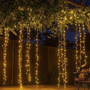 Warm White LED Curtain Fairy Lights: USB Powered with Remote