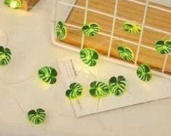 Turtle vine string lights, spring flowers, succulents, plant leaf garland