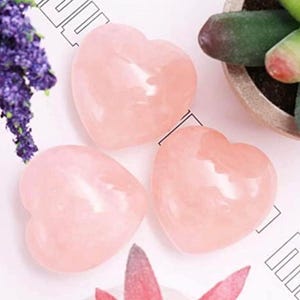 Heart Shaped Rose Quartz Love Stone: Anxiety Relief, DIY Decor - 10 Pack