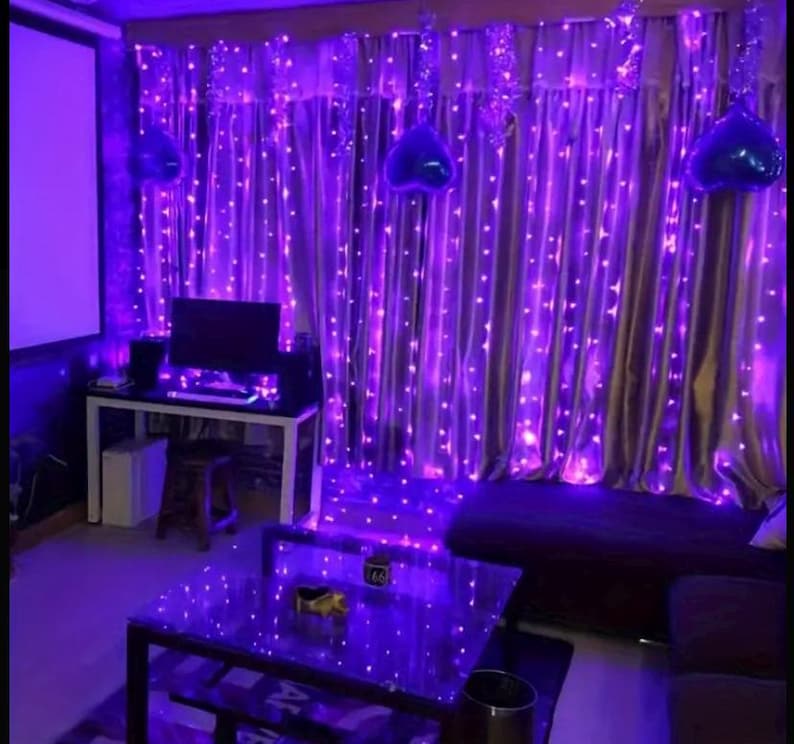 Purple LED Curtain Lights, USB Fairy Lights, 9.8ft, Remote - Etsy