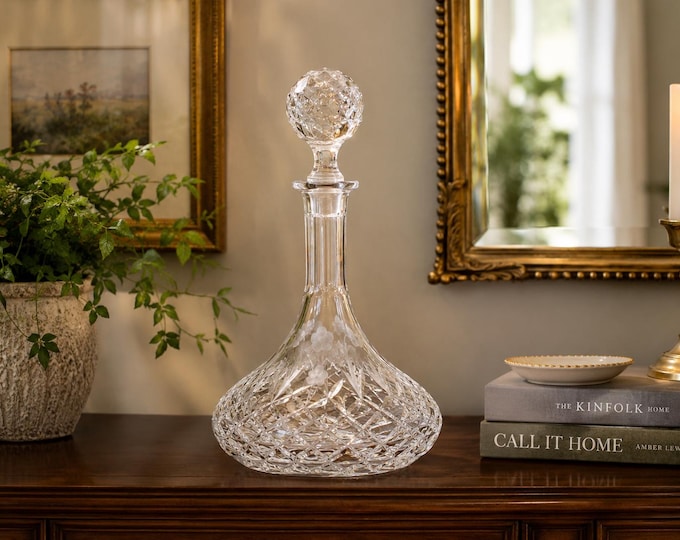 Vintage Rogaska Gallia Crystal Decanter with Stopper – Cut & Etched Floral Crystal – Yugoslavia