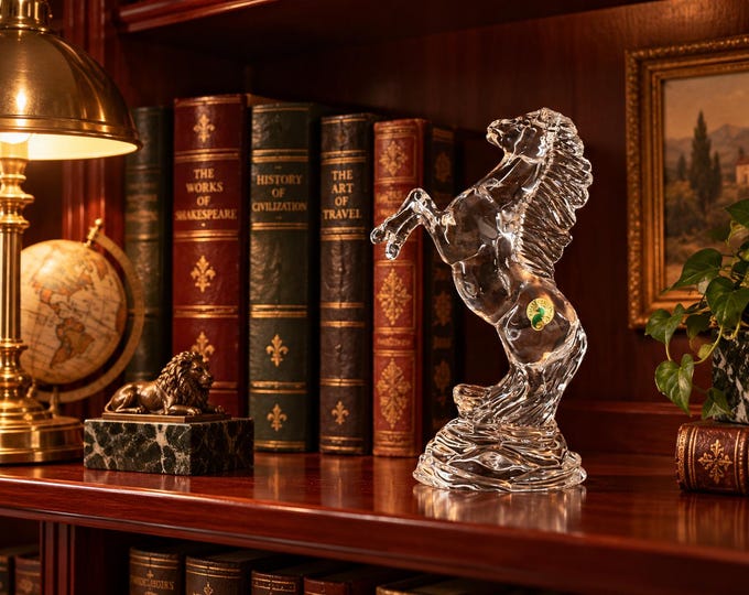Waterford Signed Rearing Horse Vintage Crystal Sculpture 9.25 inches with Original Box and Papers