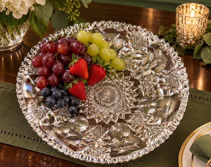 Signed Hawkes Princess ABP Cut Glass Tray, Antique American Brilliant Period Crystal