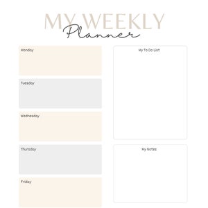 weekly planner, personalised goals, printable planner
