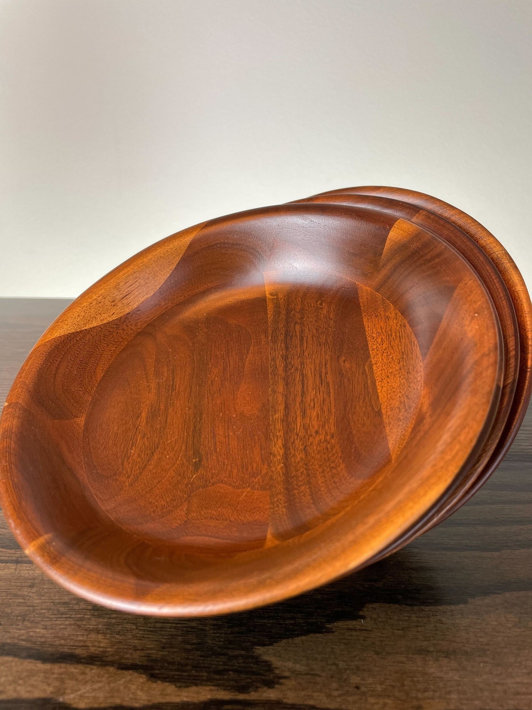 Set of 4 Vermillion Walnut Salad Bowls 7 Etsy