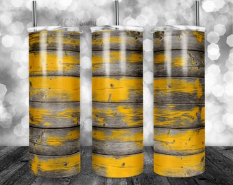Dark Gray Grey Yellow Wood Varnish Boards Pattern Tumbler Wrap - PNG for 20oz Tumblers - Tumbler Sublimation Design - Custom Planks Tumbler