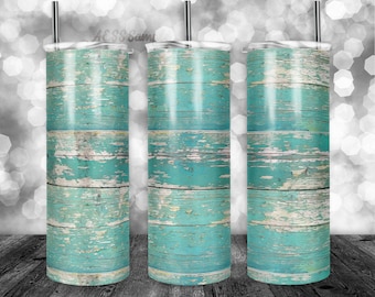 Gray Grey Teal Cyan Wood Varnish Boards Pattern Tumbler Wrap - PNG for 20oz Tumblers - Tumbler Sublimation Design - Custom Planks Tumbler