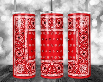 Red Bandana Tumbler Wrap - PNG for 20oz Tumblers - Tumbler Sublimation Novelty Design - Custom Paisley Tumbler