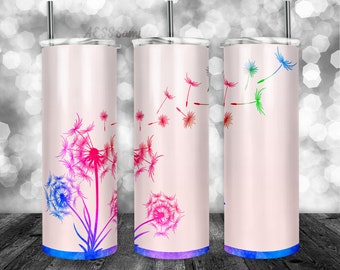 Rainbow Flowers Pattern Tumbler Wrap - PNG for 20oz Tumblers - Tumbler Sublimation Novelty Design - Custom Botany Cup