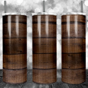 Envoltura de vaso con patrón de tablas de barniz de madera oscura - PNG para vasos de 20 oz - Diseño de novedad de sublimación de vaso - Vaso de tablones marrón personalizado