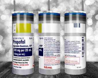 Propofol Pattern Tumbler Wrap - PNG for 20oz Tumblers And Tapered - Tumbler Sublimation Novelty Design - Custom Anesthesia White Tumbler