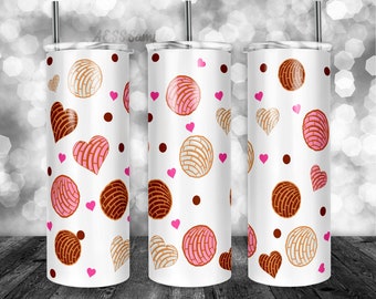 Cafecito Concha Coffee Mexican Pink Tumbler Wrap - PNG for 20oz Tumblers - Tumbler Sublimation Novelty Design - Custom Pan Dulce Cup