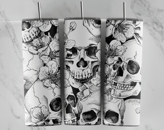 Cracked Skull Tumbler Wrap - PNG for 20oz Tumblers - Tumbler Sublimation Design - Cool Template - Novelty Graphic - Custom Scary Bones Cup