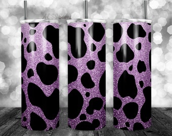 Purple Cow Pattern Tumbler Wrap - PNG for 20oz Tumblers - Tumbler Sublimation Novelty Design - Custom Animal Print Tumbler