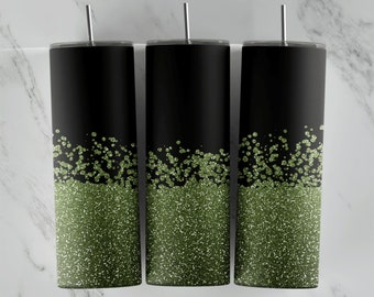 Black Olive Glitter Tumbler Wrap - PNG for 20oz Tumblers - Tumbler Sublimation Design - Cool Template - Novelty Graphic - Custom Bling Cup