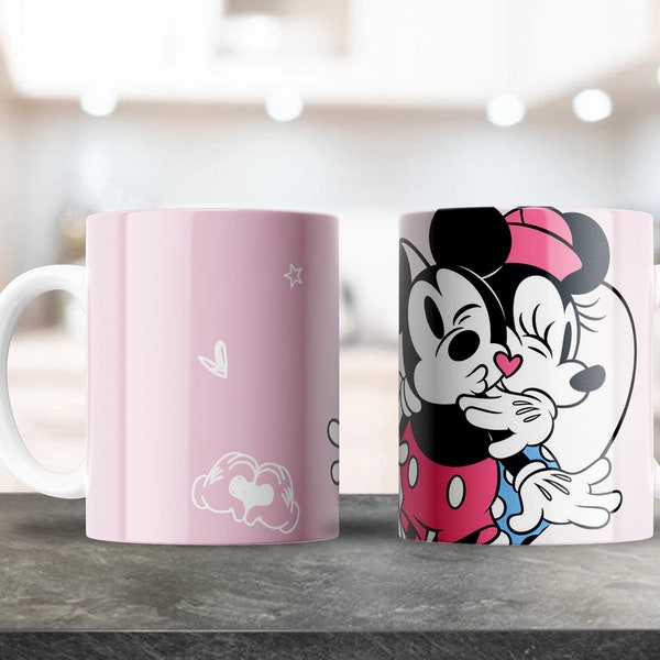 Cartoon Character Cute Hearts Mug Wrap - 11oz & 15oz PNG - Coffee Mug Sublimation - Printable PNG Design Download - Love Valentines Hearts