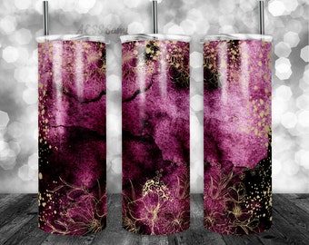 Purple Flowers Pattern Tumbler Wrap - PNG for 20oz Tumblers - Tumbler Sublimation Novelty Design - Custom Botany Yellow Cup
