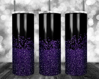 Purple Glitter Splash Drip Tumbler Wrap - PNG for 20oz Tumblers - Tumbler Sublimation Novelty Design - Custom Color Tumbler