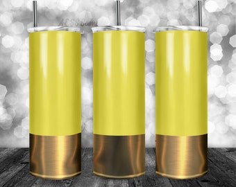 Yellow Shotgun Shell Tumbler Wrap - PNG for 20oz Tumblers - Tumbler Sublimation Novelty Design - Custom Bullet Casing Cup