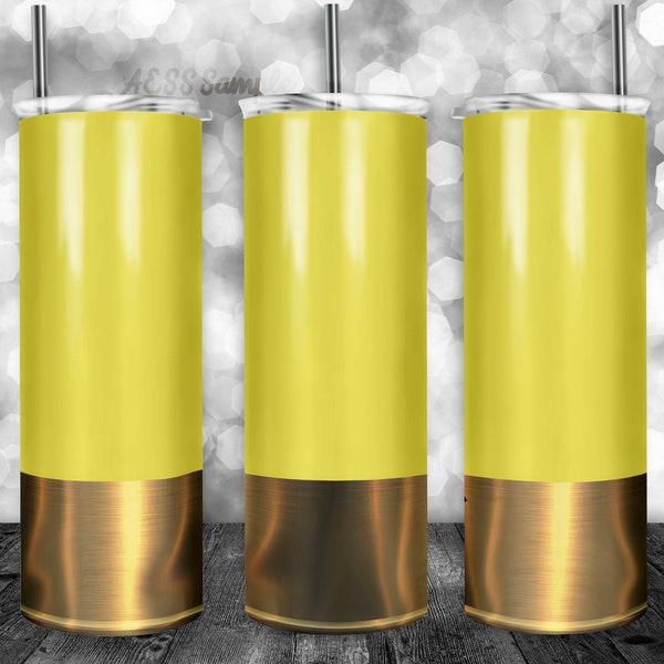 Yellow Shotgun Shell Tumbler Wrap - PNG for 20oz Tumblers - Tumbler Sublimation Novelty Design - Custom Bullet Casing Cup