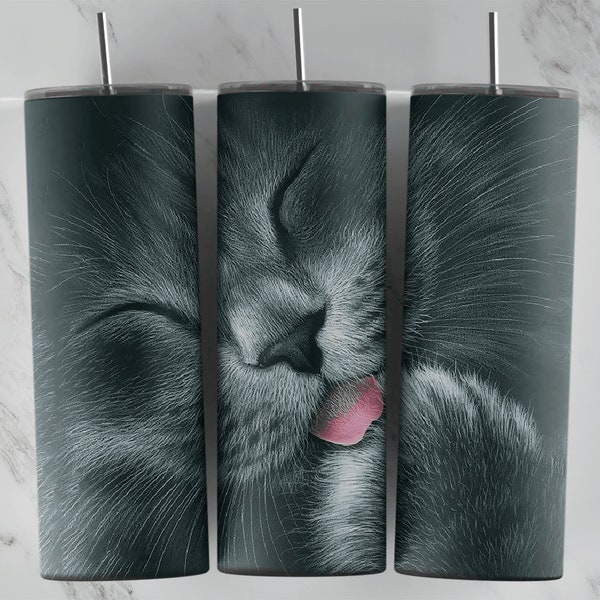 Cute Cat Tumbler Wrap - PNG for 20oz Tumblers - Tumbler Sublimation Design - Cool Novelty Template - Custom Kitten Tumbler