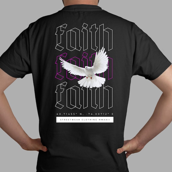 Black and Pink Faith Streetwear T-Shirt Transparent PNG Digital Download