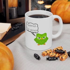 Duolin O spanish vanish Ceramic Coffee Cup, Funny Meme Tea Mug, Christmas Gift for Meme lover, Boyfriend Present, Girlfriend Gift 11 oz