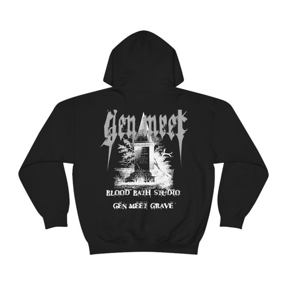 Bloodbathstudio GEN MEET Y2K Hoodie With Metal Logo Aesthetic Hoodie Edgy Clothing Goth Eboy Egirl Aesthetic Clothing Etsy Canada