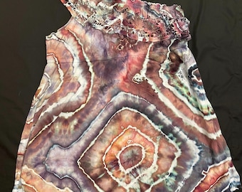 Vestido Lane Bryant teñido anudado reciclado: talla 22/24, teñido a mano, pieza única