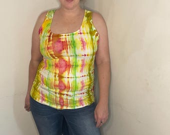 Upcycled Tie Dye Tank Top: Women’s Size Small/Medium, Hand-Dyed, One of a Kind
