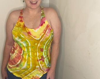 Upcycled Southern Tide Tie Dye Tank Top: Size Medium, Hand Dyed, One of a Kind