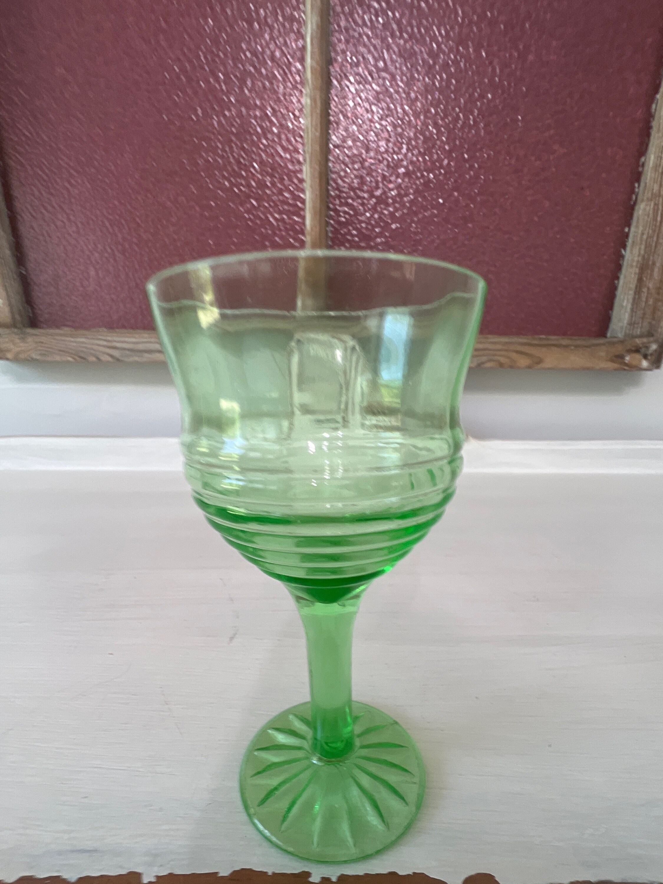 Peter Meyer Green Ribbed Cordial Wine Glass 