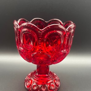 L E Smith Ruby Moon and Stars Candy Dish