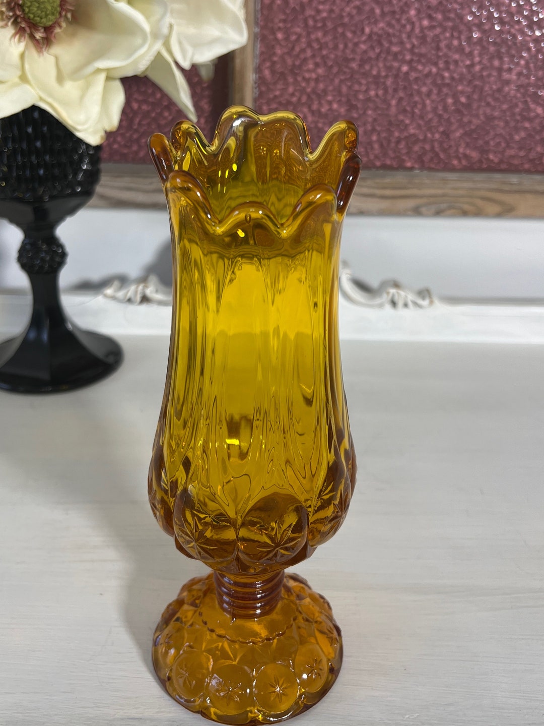 Kanawha Amber Glass Swung Vase Etsy