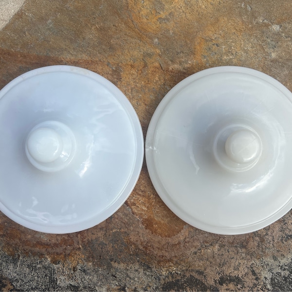 Fire King Vitrock White and Light Ivory Drip Jar Lids by Anchor Hocking **SOLD INDIVDIUALLY**