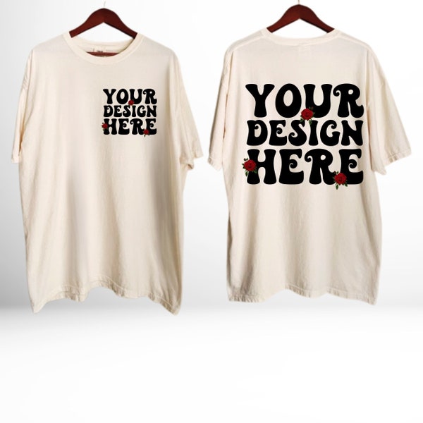 Comfort Colors C1717 Ivory Mockup Front and Back Oversized Mockup Hanging Mockup Trendy Mock Ivory Colored Shirt Aesthetic Mockup Minimalist