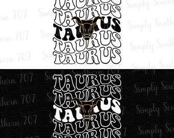 Retro Taurus PNG Taurus Bull PNG Zodiac Sign Astrology Bundle Digital Downloads PNG Download Astrological Sign Trendy Graphic Aesthetic