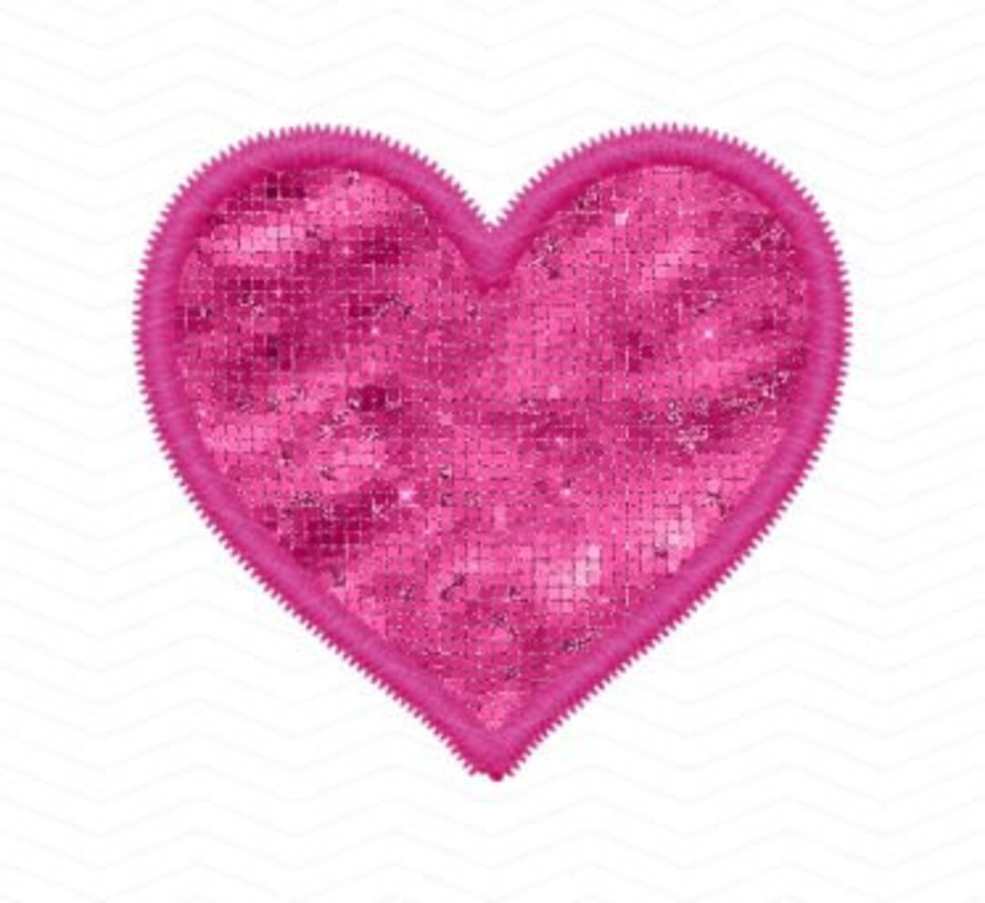 Faux Sequin Heart PNG Faux Emboidery Sparkly Valentine's Day Graphic ...