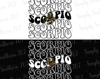 Retro Scorpio PNG Scorpion PNG Zodiac Sign Astrology Bundle Digital Downloads PNG Download Astrological Sign Trendy Graphic Aesthetic
