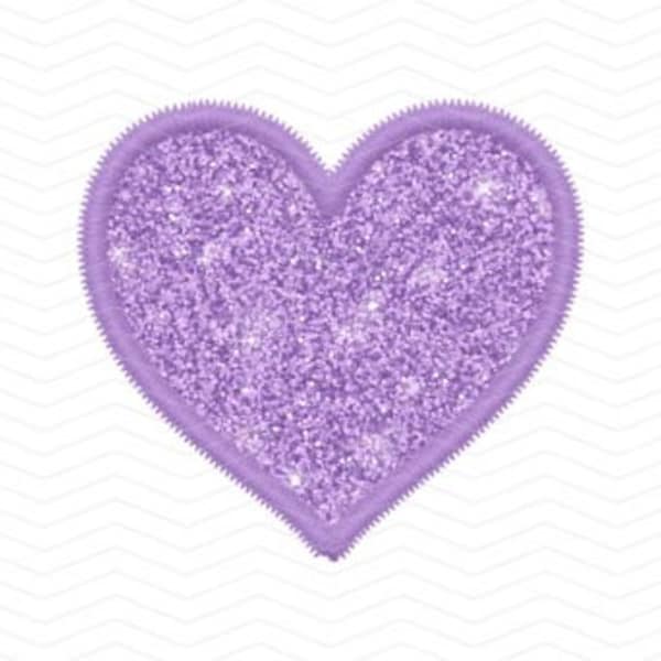 Faux Sequin Heart PNG Faux Emboidery Sparkly Valentine's Day Graphic Cute Light Purple Glitter Effect Sublimation Instant Download for POD