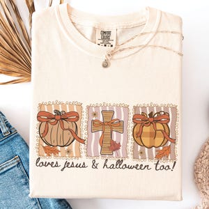 Jesus holy ghost Christian Halloween Shirts, 100% vintage wash Cotton Comfort Colors® Spooky Religious crewneck tee Ivory+ 5 colors XS-4XL