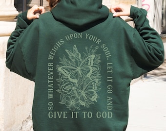 Trendy Monarch Butterfly Hoodie Christian Hoodie Christian Sweatshirt Jesus Hoodie Hoodie Jesus Christian Merch Faith Over Fear Bible Shirt