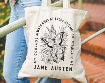 jane austen tote bag butterfly tote bag jane austen tote jane austen gifts daisy butterfly tote bag daisy tote bag floral canvas tote bag