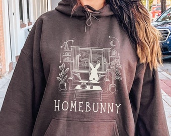 bunny hoodies rabbit hoodie homebody sweatshirt rabbit sweater bunny sweater cottage core shirt rabbit lover gift rabbit clothes