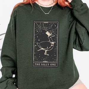 Camisa de cartas de tarot de ganso Camisa de ganso divertida camisa tonta camisa de ganso suéter de ganso Camisa de tarot cuello redondo camisa mística el tarot tonto