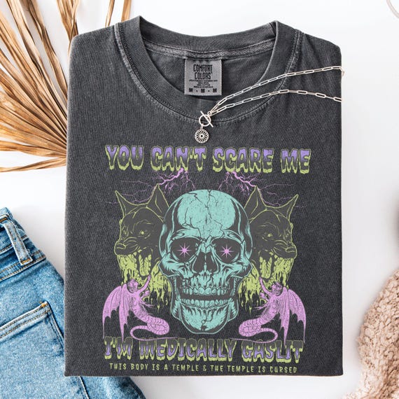 halloween hidden disability, ironic shirt, pots syndrome, fibromyalgia, skeleton shirt, chronic illness, endometriosis, eds, gaslit